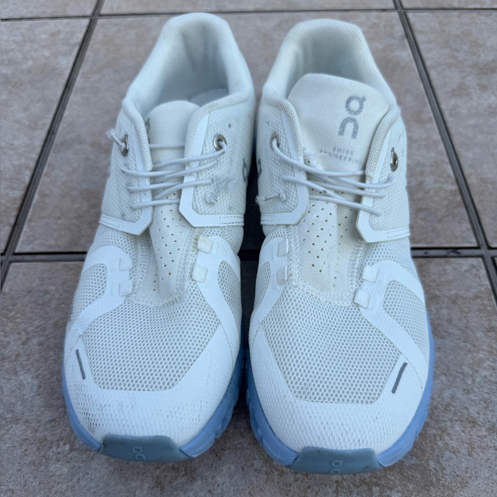 On Running White and Light Blue Athletic Shoes - Picture 6 of 14